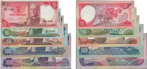 Paper Money - Angola 5 expl. 20$, ... 