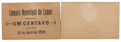 Cédula - Lagos 1 Centavo 1920     ... 