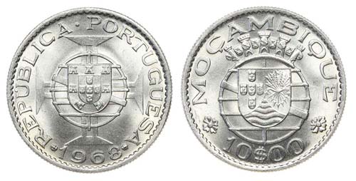 Mozambique - 10$00 1968            ... 