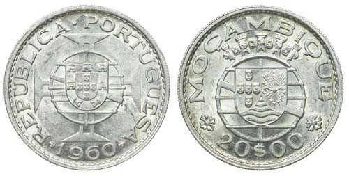 Mozambique - 20$00 1960            ... 
