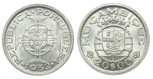 Mozambique - 20$00 1952            ... 
