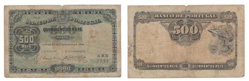 Paper Money - Portugal 500 Réis ... 