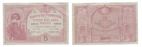 Paper Money - Portugal 5.000 Réis ... 