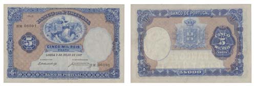Paper Money - Portugal 5.000 Réis ... 