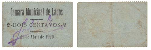 Cédula - Lagos 2 Centavos 1920  ... 