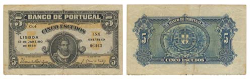 Paper Money - Portugal 5$00 ch. 4 ... 