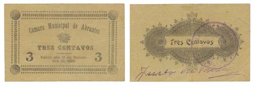 Cédula - Abrantes 3 Centavos 1920 ... 