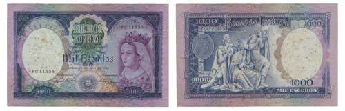 Paper Money - Portugal 1000$00 ch. ... 