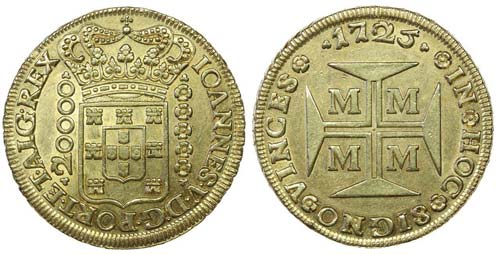 Brazil - D. João V - Dobrão 1725 ... 