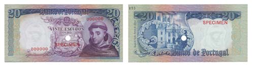 Paper Money - Portugal 20$00 ch. 7 ... 