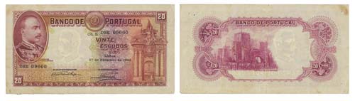 Paper Money - Portugal 20$00 ch. 5 ... 