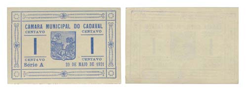 Cédula - Cadaval 1 Centavo 1921   ... 