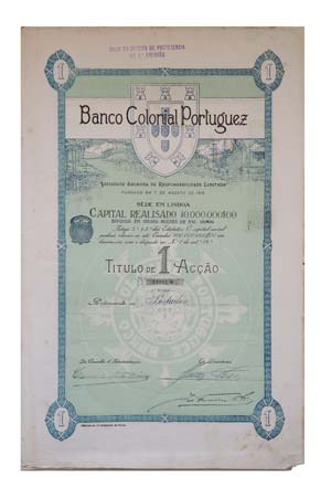 Share - Banco Colonial Portuguez - 100$00 ... 