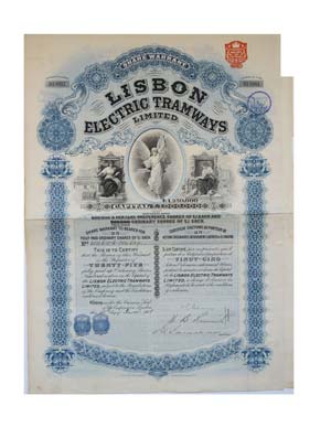 Share - Lisbon Electric Tramways - £25 1908 ... 