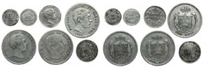 Portugal - D. Pedro V - 7 coins 50, 100, 500 ... 