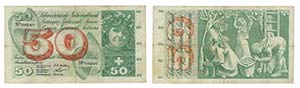 Paper Money - Switzerland 50 Franken 1955    ... 