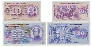 Paper Money - Switzerland 2 expl. 10, 20 ... 