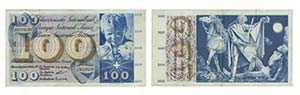 Paper Money - Switzerland 100 Franken 1957   ... 