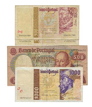 Paper Money - Portugal 4 expl. 500$00 ch. ... 
