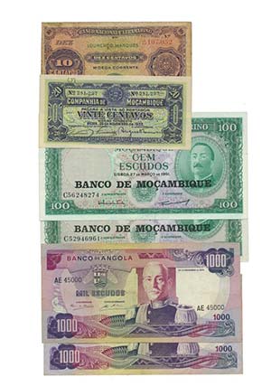Paper Money - Angola / Mozambique 6 expl. 10 ... 