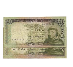 Paper Money - Portugal 2 expl. 20$00 ch. 7 ... 
