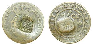 Angola - D. Maria II - 1/4 Macuta 1763, D.J. ... 
