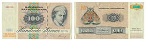 Paper Money - Denmark 100 Kroner 1972 A      ... 