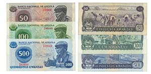 Paper Money - Angola 3 expl. 50, 100, 500 ... 