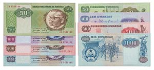 Paper Money - Angola 4 expl. 50, 100, 500, ... 