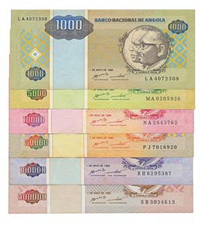 Paper Money - Angola 6 expl. 1000 to 500.000 ... 