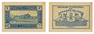 Cédula - Miranda do Corvo 2 Centavos 1921   ... 