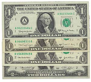 Paper Money - United States 4 expl. 1 (3), 2 ... 