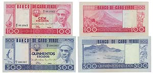Paper Money - Cape Verde 2 expl. 100$00, ... 