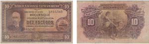 Paper Money - Mozambique 10$00 1945          ... 