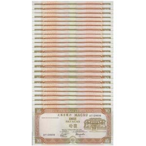 Paper Money - Macau 24 expl. 10 Patacas 1991 ... 