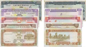 Paper Money - Macau 5 expl. 10, 20, 100 ... 
