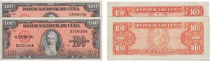 Paper Money - Cuba 2 expl. 100 Pesos 1959    ... 