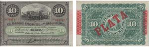 Paper Money - Cuba 10 Pesos 1896             ... 