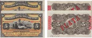 Paper Money - Cuba 2 expl. 5 Pesos 1896      ... 