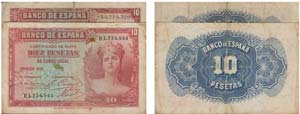 Paper Money - Spain 2 expl. 10 Pesetas 1935 ... 