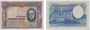 Paper Money - Spain 50 Pesetas 1935          ... 