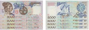 Paper Money - Portugal 4 expl. 2000$00 ch. 1 ... 