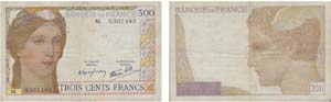 Paper Money - France 300 Francs ND (1938)    ... 