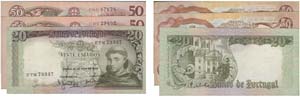 Paper Money - Portugal 3 expl. 20$, 50$ ch. ... 