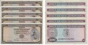 Paper Money - Timor 5 expl. 500$00 1963      ... 