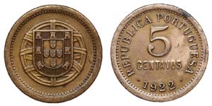 Portugal - Republic - 5 Centavos 1922        ... 