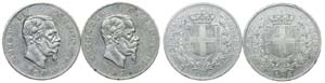 Italy - 2 coins 5 Lire 1876 R                ... 