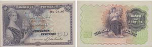 Paper Money - Portugal 50 Centavos ch. 1 ... 