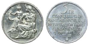 Switzerland - 5 Francs 1948 B                ... 