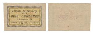 Cédula - Alpiarça 2 Centavos 1920          ... 